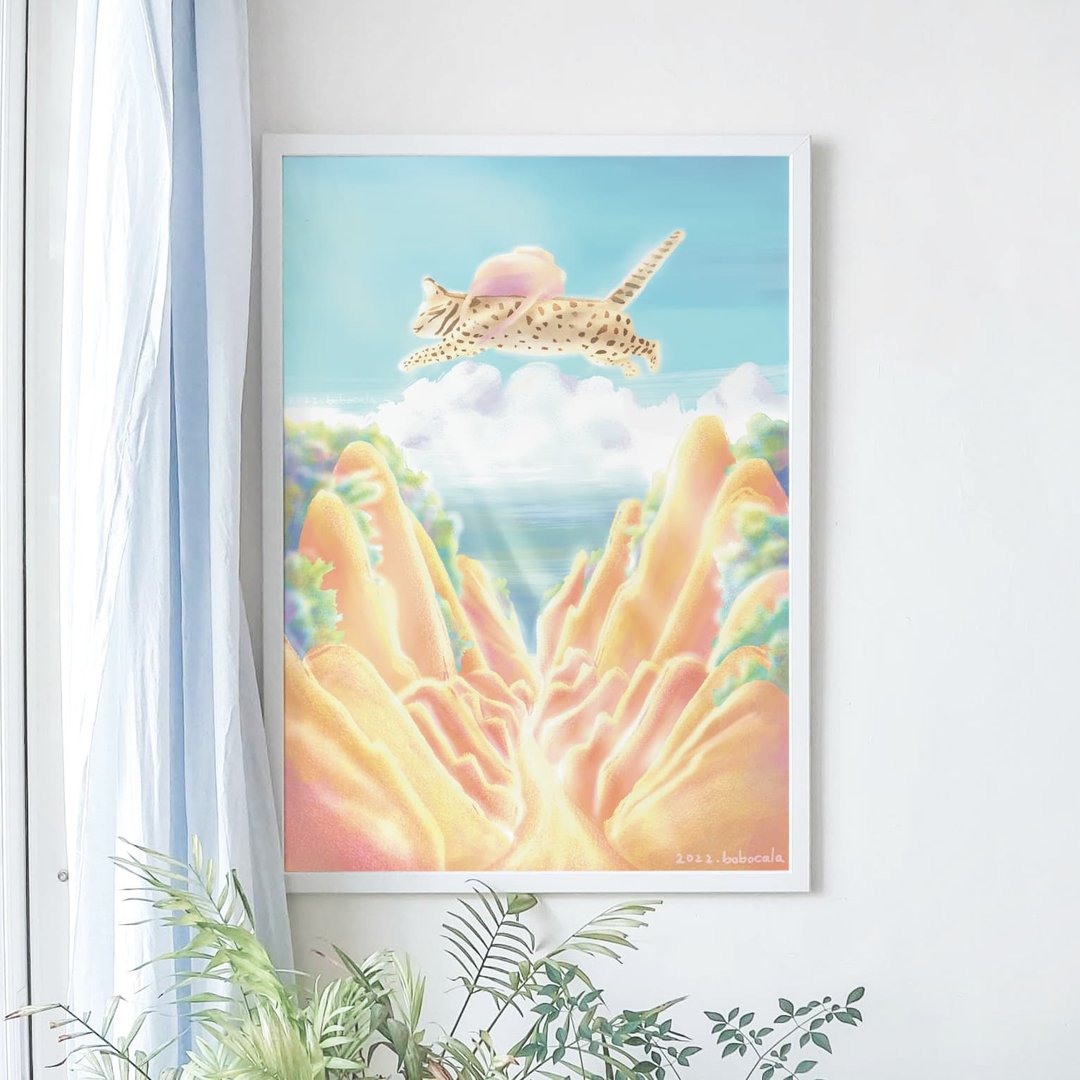 台湾风景/大幅收藏画/ 勇敢的石虎 - 海报/装饰画/版画 - 纸 橘色