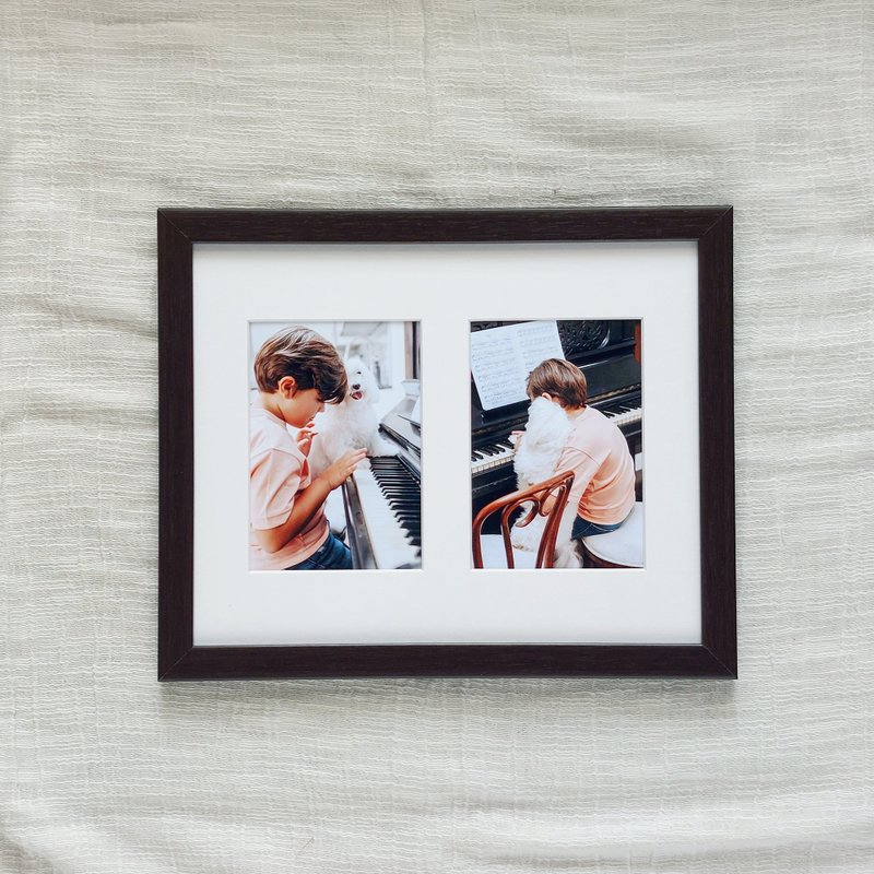 深棕色木纹相框含3x5寸双开孔衬卡【 布朗尼 】8x10寸相框 - 画框/相框 - 木头 咖啡色