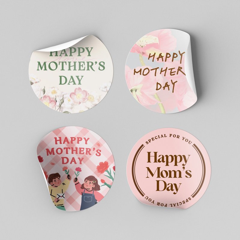 【母亲节贴纸】 Mother's Day 母亲节_圆形贴纸 (礼盒包装) - 贴纸 - 纸 多色