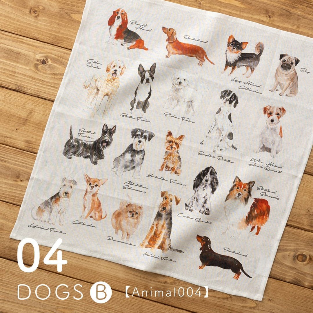 大号麻手帕猫狗43×43cm 4.Dogs-B - 其他 - 其他材质 白色
