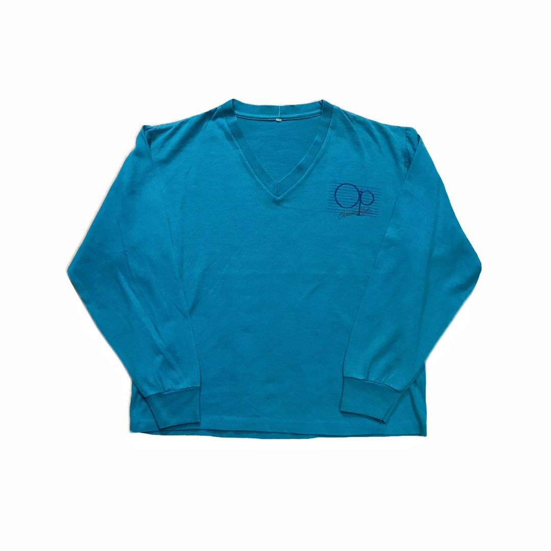 Vintage Long Sleeve T-shirt 美式字母小图薄长袖 - 女装上衣 - 棉 蓝色