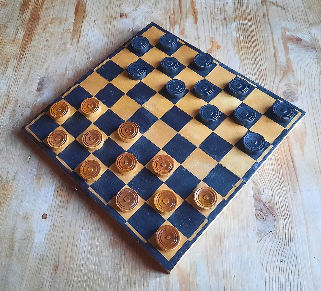 苏联木制跳棋套装 1958 年制造 – 老俄罗斯跳棋游戏苏联 - 桌游/玩具 - 木头 