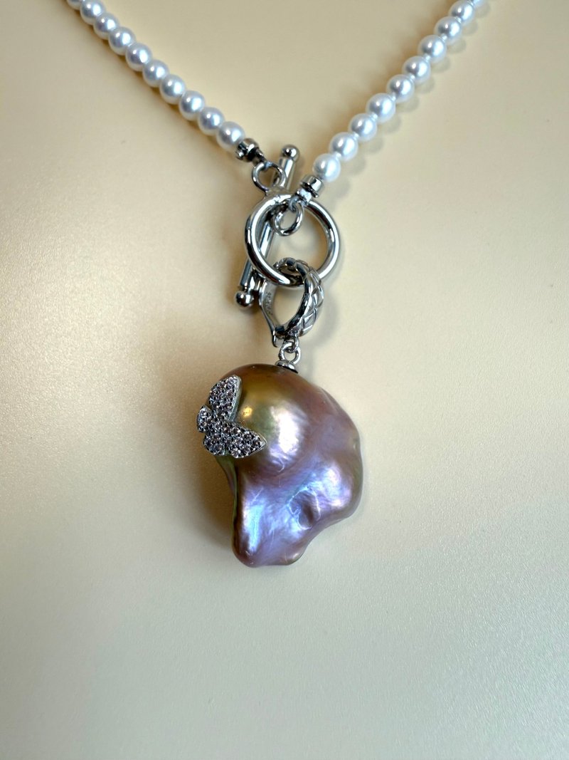 蝶舞紫韵 巴洛克珍珠项链 - 项链 - 珍珠 紫色