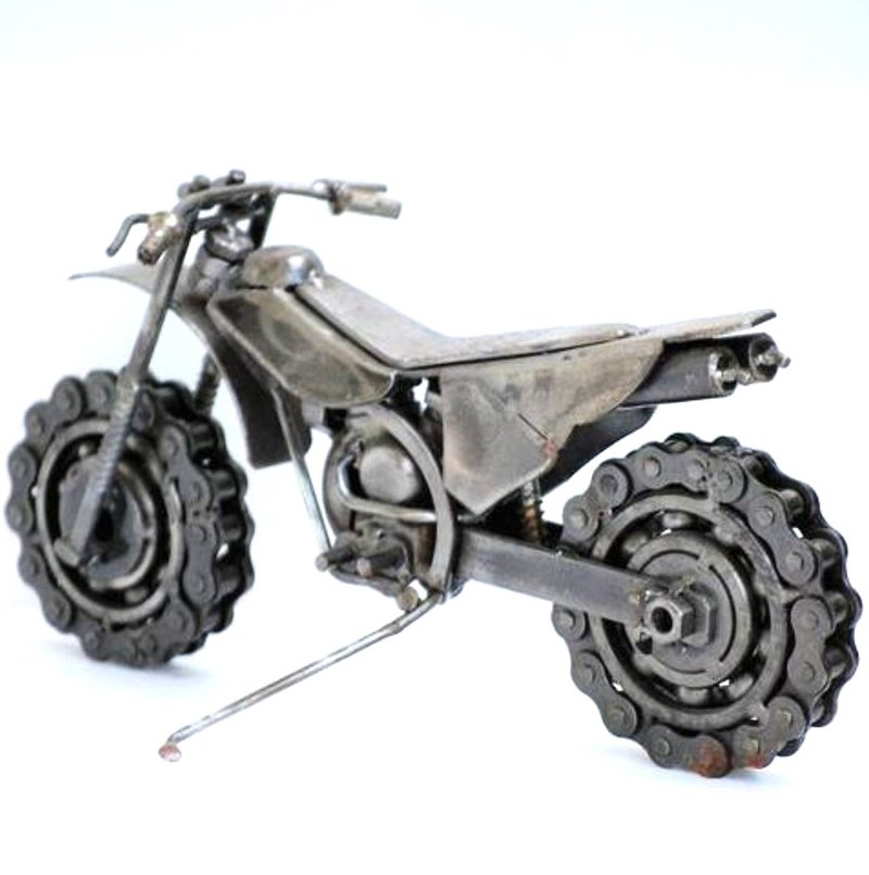 越野摩托车雕塑 (B) 惊艳焊接工艺，超酷生日礼物 - 摆饰 - 其他金属 