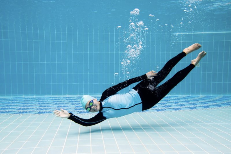 蓝黑色长袖防晒衣 - 女装泳衣/比基尼 - 其他材质 蓝色