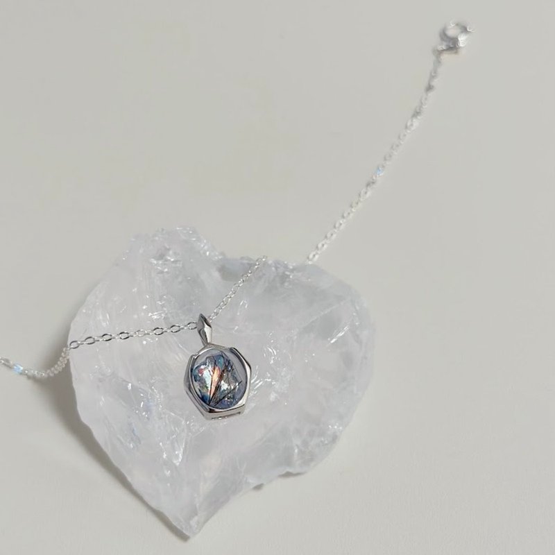 925纯银 时光宝石x海洋之心胎毛 脐带项链 - 婴儿饰品 - 银 