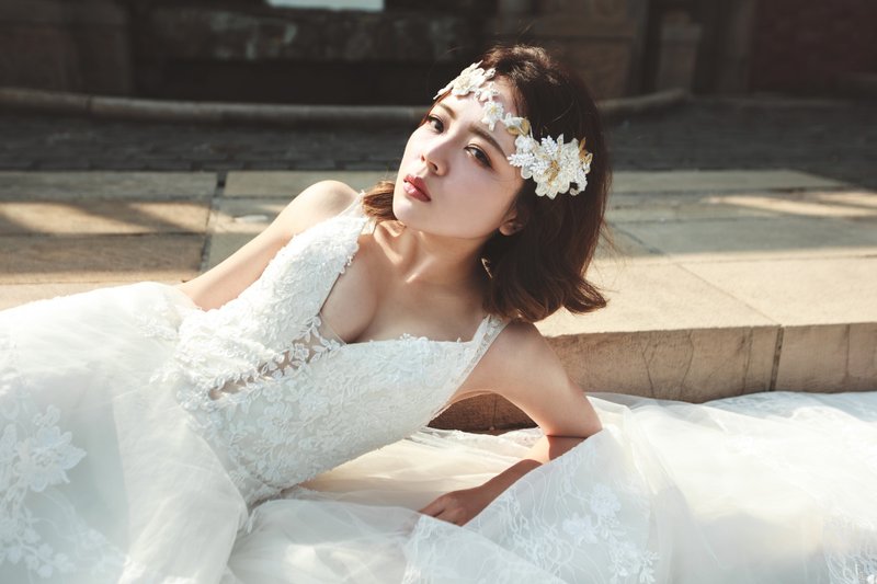 新娘饰品 发式 复古 刺绣 限量/ BlindRomance - 发饰 - 绣线 白色