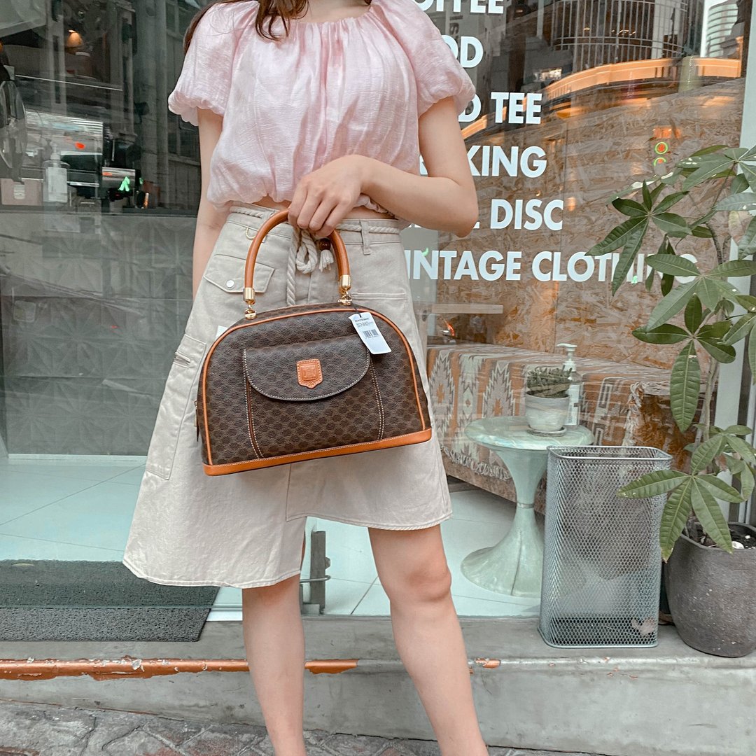 中古包Celine赛琳|古着|真皮包包|手提包|侧背包|斜背包|女友礼物 - 侧背包/斜挎包 - 真皮 咖啡色