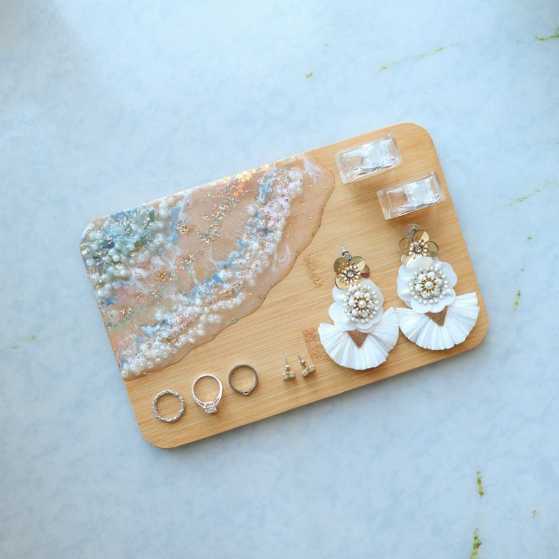首饰收纳 流体树脂竹板 托盘 粉蓝 - 收纳用品 - 竹 粉红色
