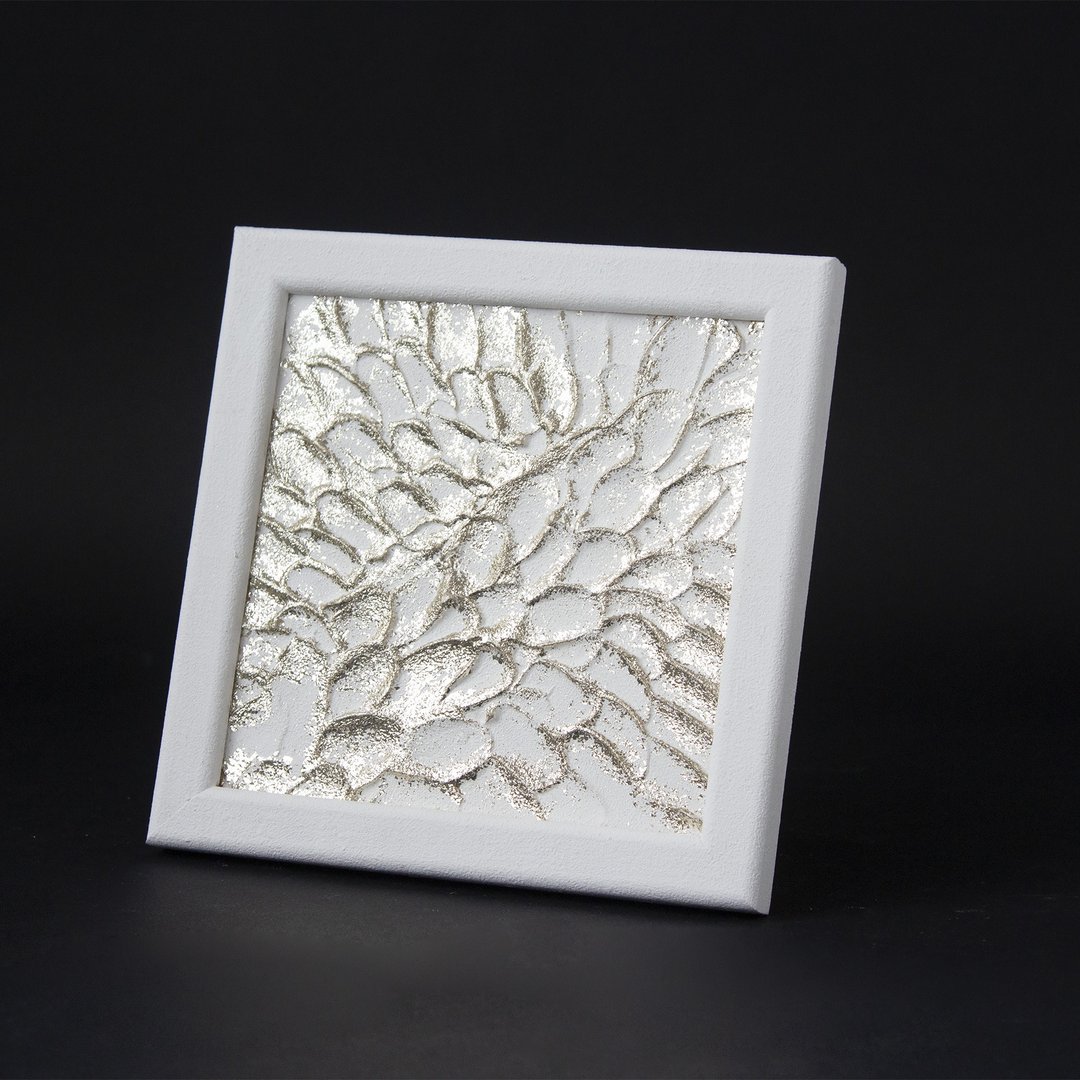 小 3D 抽象艺术. 原创礼物. 纹理白色和金色绘画. 家居装饰 - 墙贴/壁贴 - 其他材质 白色