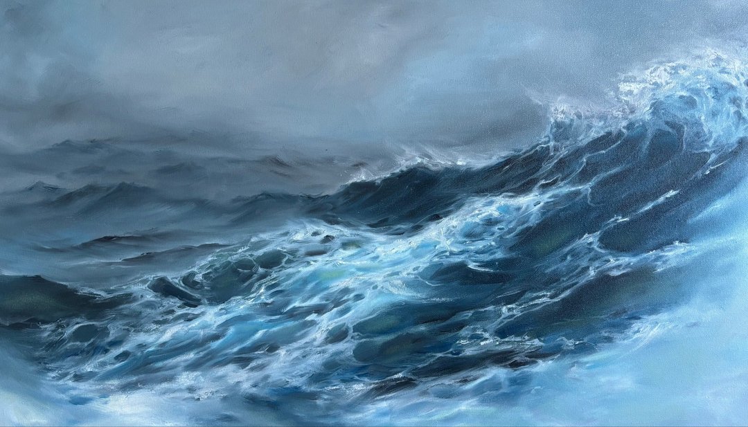 海浪画油画手工作品 - 插画/绘画/写字 - 其他材质 