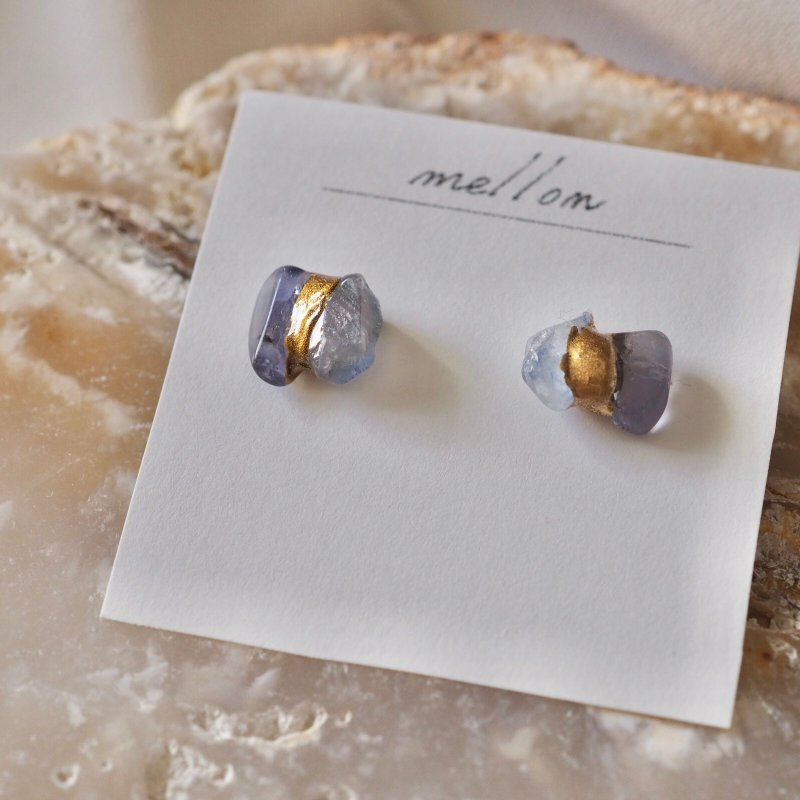 天然石金继风耳针 - 耳环/耳夹 - 石头 灰色