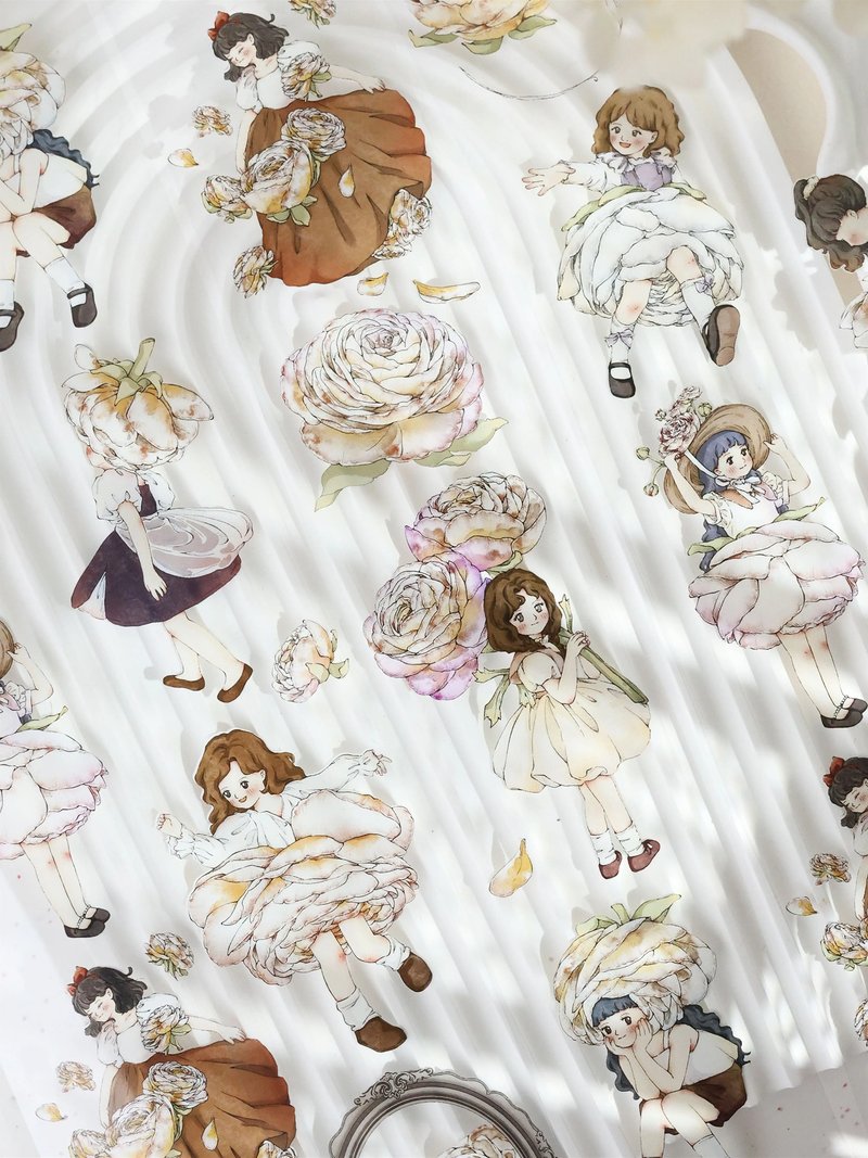 漫花飘  复古童话人物 PET 和纸胶带 - 纸胶带 - 纸 卡其色