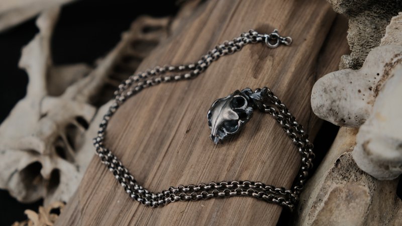 【山骸纪】过去的现在—猫骨项链 - 项链 - 纯银 银色