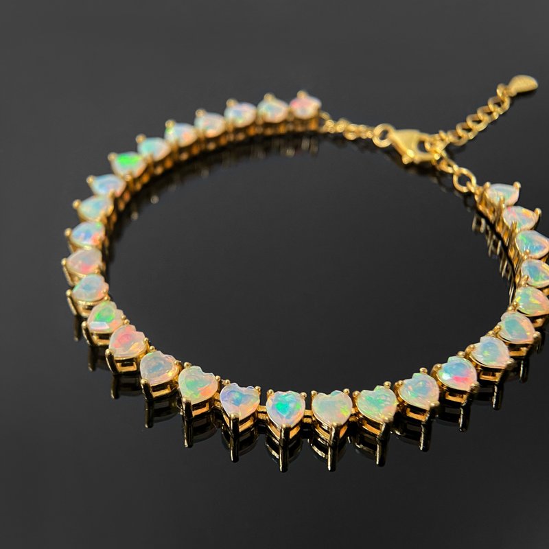 2件85折 | 非洲澳宝蛋白石纯银手链 (极光幻彩 29颗满彩 欧泊) - 手链/手环 - 纯银 