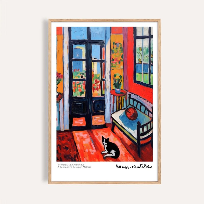 午后橘窗与一只猫 Afternoon Window & Cat / 马谛斯风格现代插画 - 海报/装饰画/版画 - 纸 