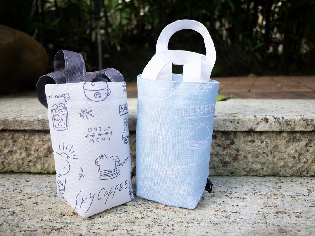 Treasure Bag 防水饮料提袋 水豚店长与鸭鸭们【SKYCOFFEE】 - 手提包/手提袋 - 防水材质 粉红色