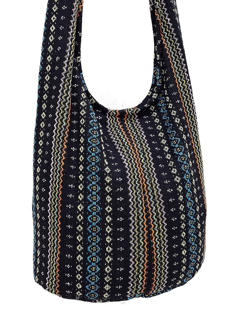Woven Cotton Bag Boho bag Shoulder bag Crossbody bag Long Strap CWB - 其他 - 棉．麻 黑色