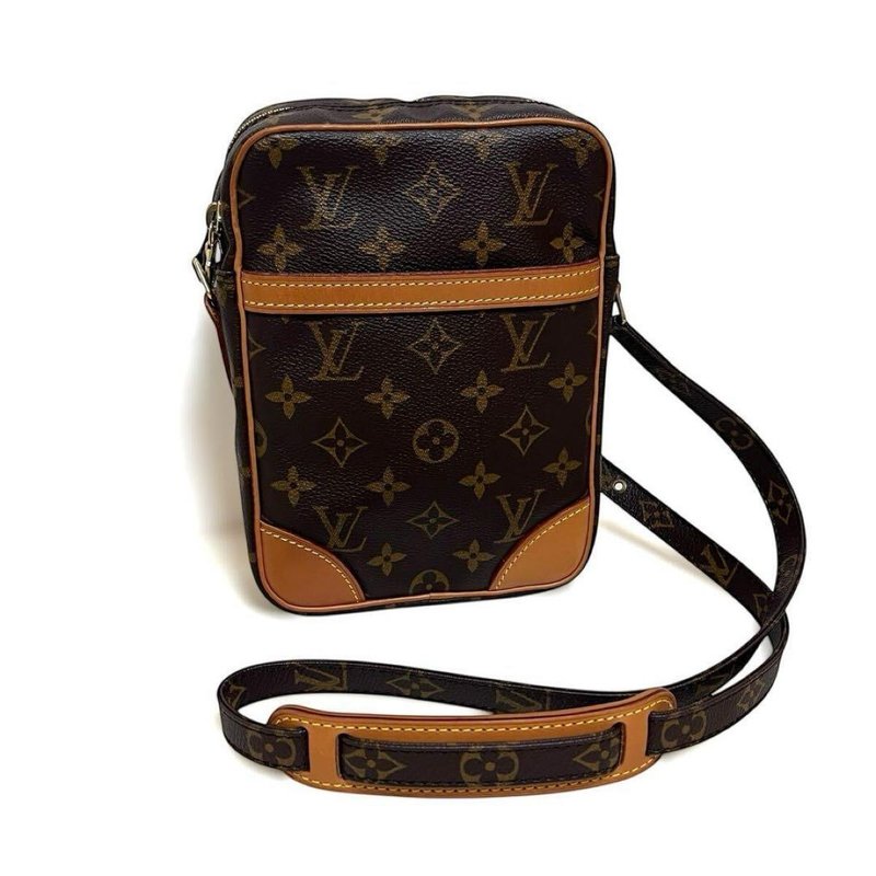 正品 Louis Vuitton 路易威登 Danube Monogram 斜背包 棕色 PVC M45266 无黏腻 美品 中古 - 侧背包/斜挎包 - 其他材质 咖啡色