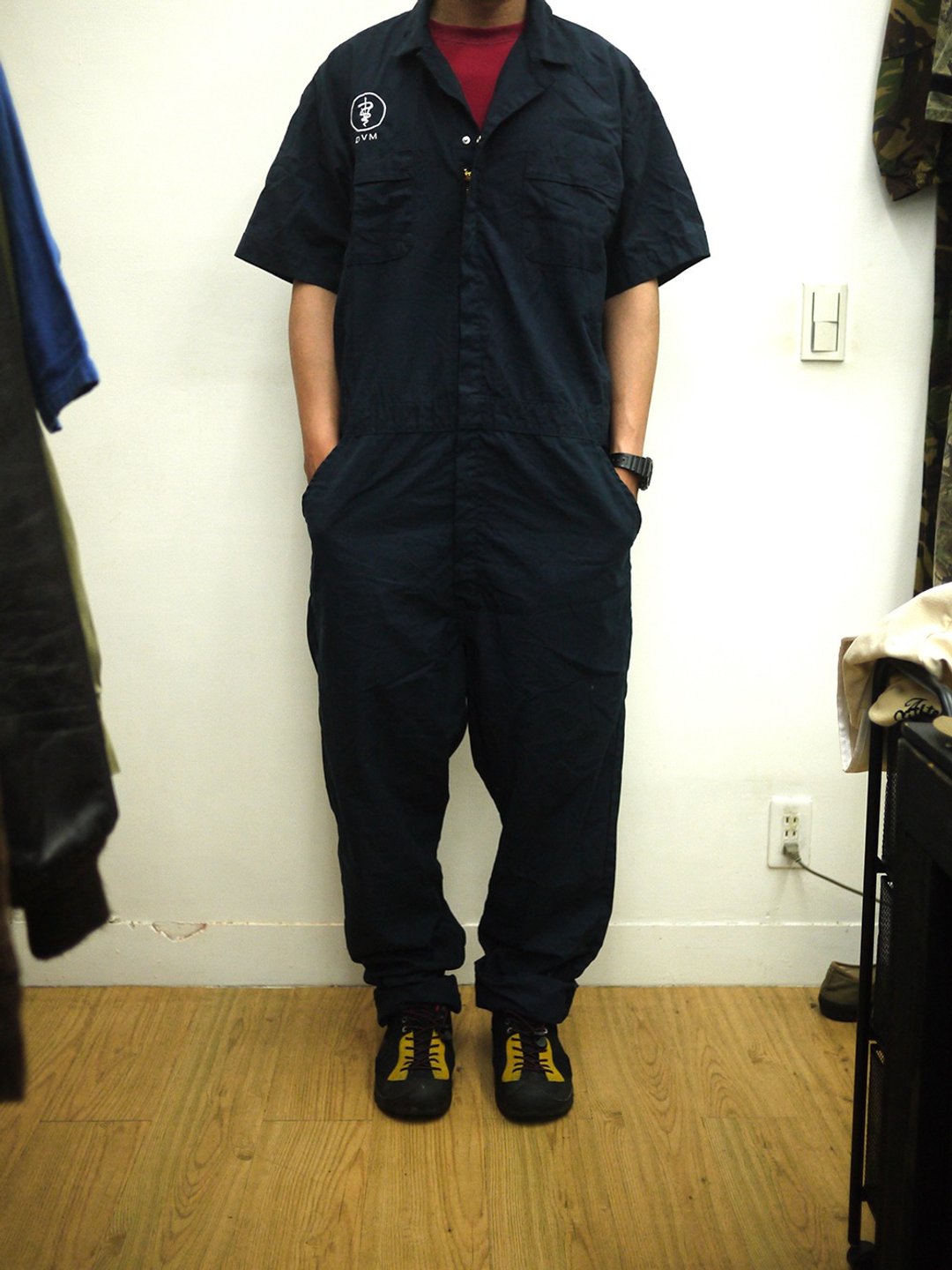 RED KAP 黑 短袖连身工作服 古着 二手 coveralls 企业电绣 - 背带裤/连体裤 - 棉 黑色