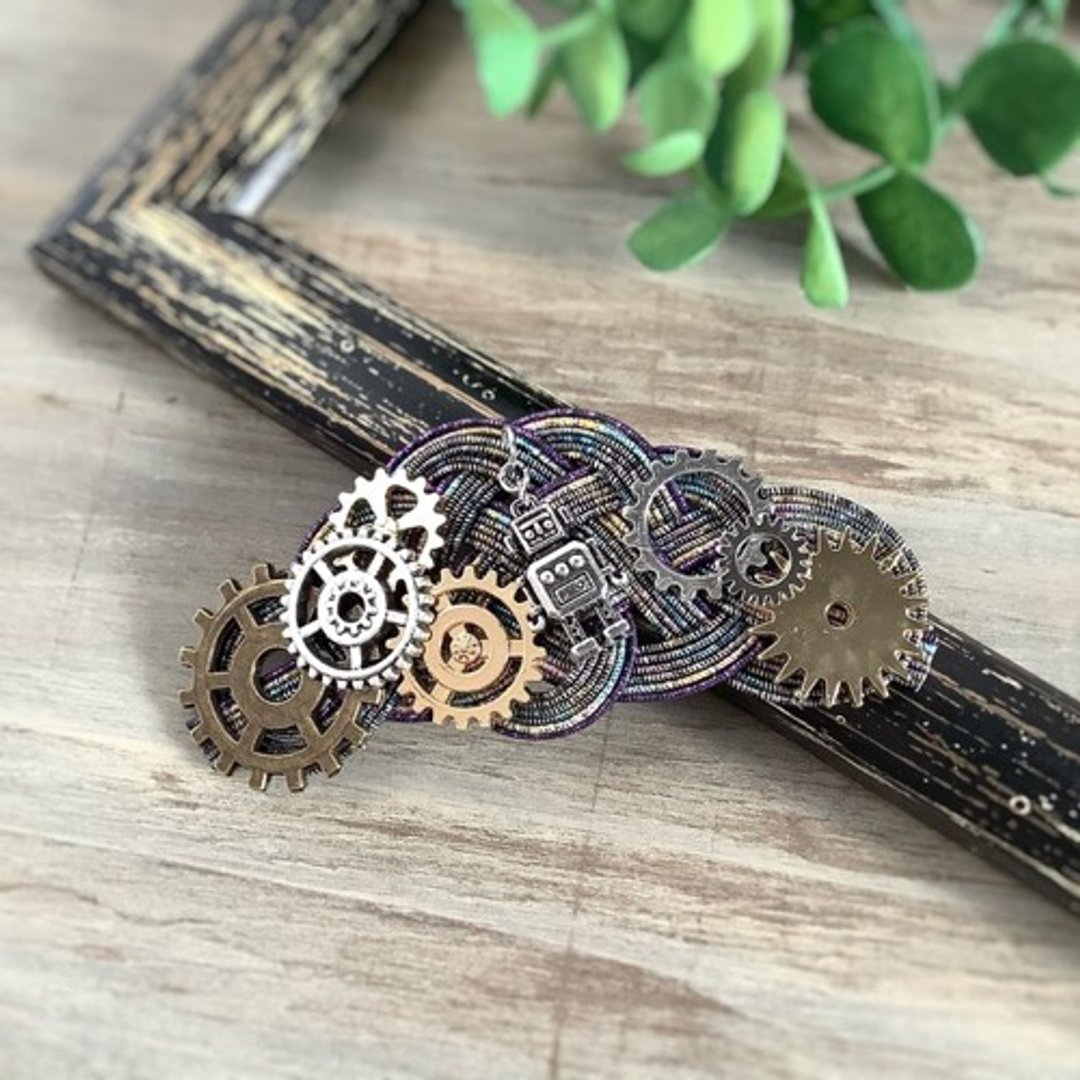 Valletta [Mecha Robo] Mizuhiki Steampunk Gear Purple - 发饰 - 其他材质 银色