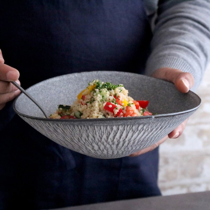 Koishiwarayaki Oval Bowl White Mat Pasta Plate Stew Plate Curry Plate Moriyama J - 盘子/餐盘/盘架 - 陶 灰色