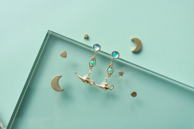 Genie - 天河石纯银耳环 - 耳环/耳夹 - 水晶 绿色