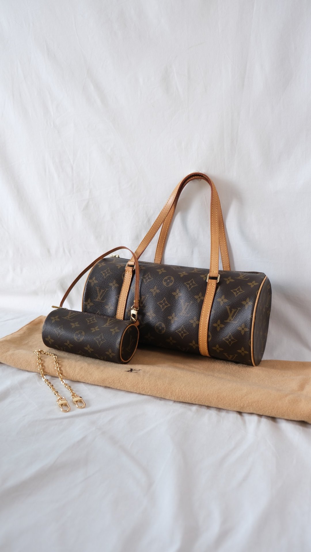 Louis Vuitton Papillon 30 handbag 侧背包 手袋 外加金色链条 - 手提包/手提袋 - 真皮 咖啡色