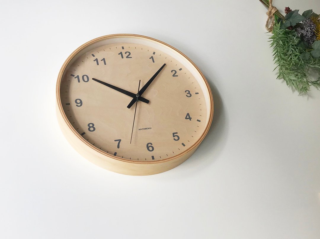 KATOMOKU plywood clock L尺寸 胶合板表盘 (km-34L) 挂钟 日本 - 时钟/闹钟 - 木头 卡其色