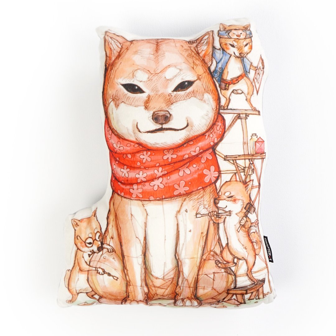 Hachiko Backrest pillow New arrival Gift New Year - 枕头/抱枕 - 聚酯纤维 灰色
