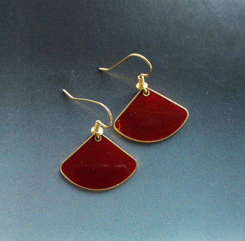 Vintage Jewelry 西洋古董饰品 ROMAN 简约扇形  耳勾针 针式耳环 - 耳环/耳夹 - 其他金属 金色