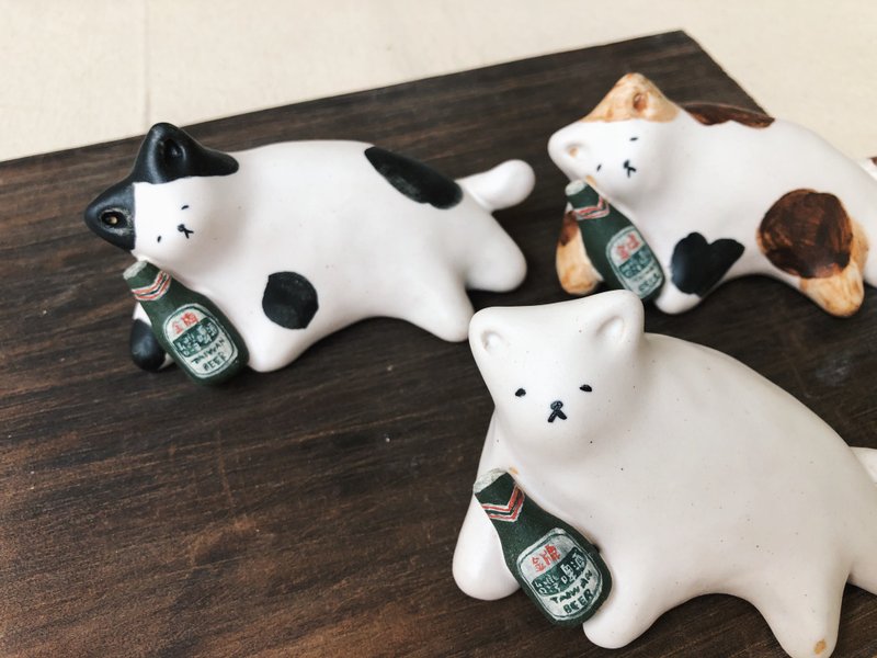 台湾啤酒猫 - 摆饰 - 陶 白色