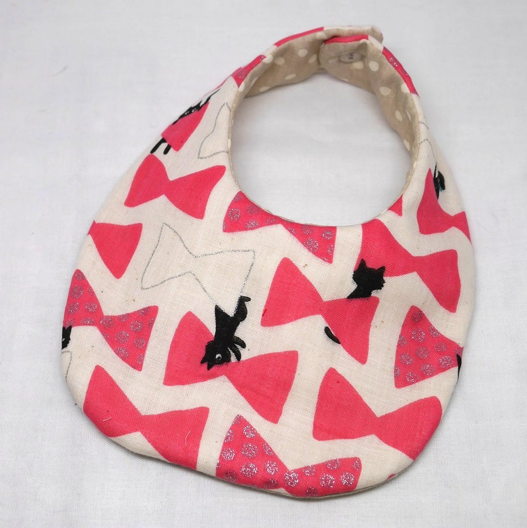 Japanese Handmade 8-layer-gauze Baby Bib - 围嘴/口水巾 - 棉．麻 粉红色