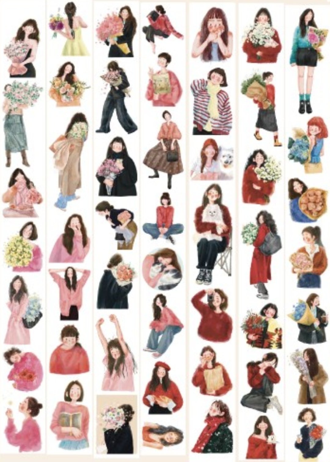 142個人物 四季女子集 PET 和紙膠帶 10米卷 - 纸胶带 - 其他材质 多色