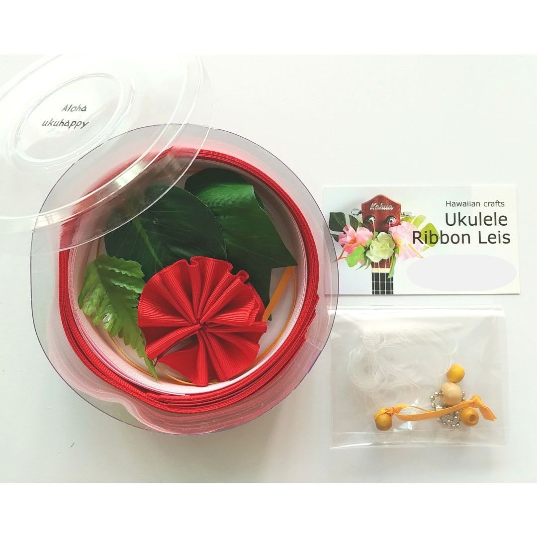 Ukulele ribbon leis DIY Kit with Tutorial | Craft Gift | - 吉他配件 - 棉 红色
