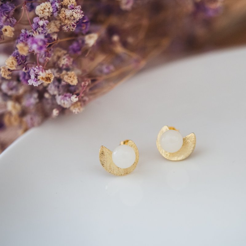 好日子-针式 - 耳环/耳夹 - 纯银 金色