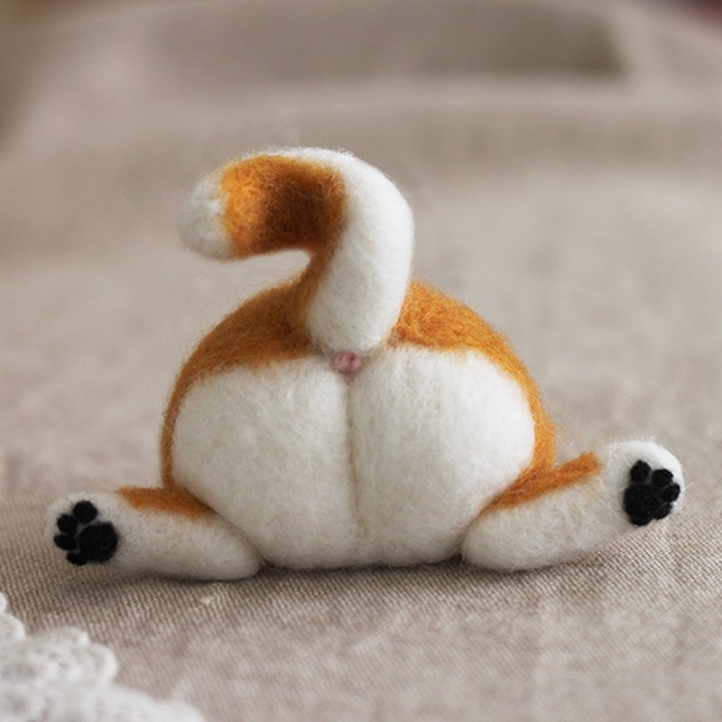 柴犬屁屁羊毛毡别针材料包-黄柴 圣诞礼物(附影片教学) - 编织/刺绣/羊毛毡/裁缝 - 羊毛 橘色