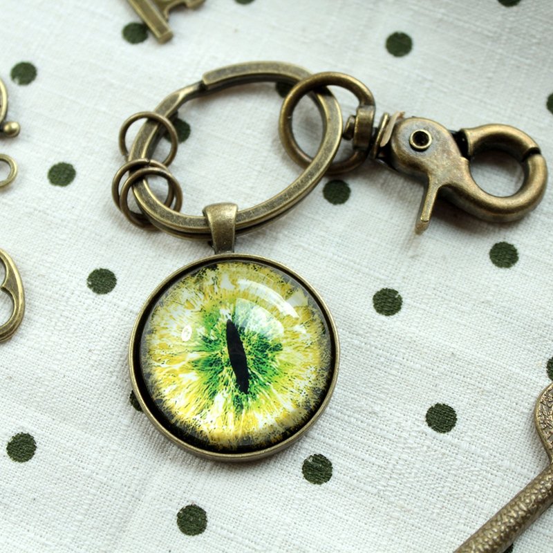 Cat EYE 30mm大颗猫眼半球玻璃 古铜色 简约钥匙圈 - 钥匙链/钥匙包 - 其他金属 多色