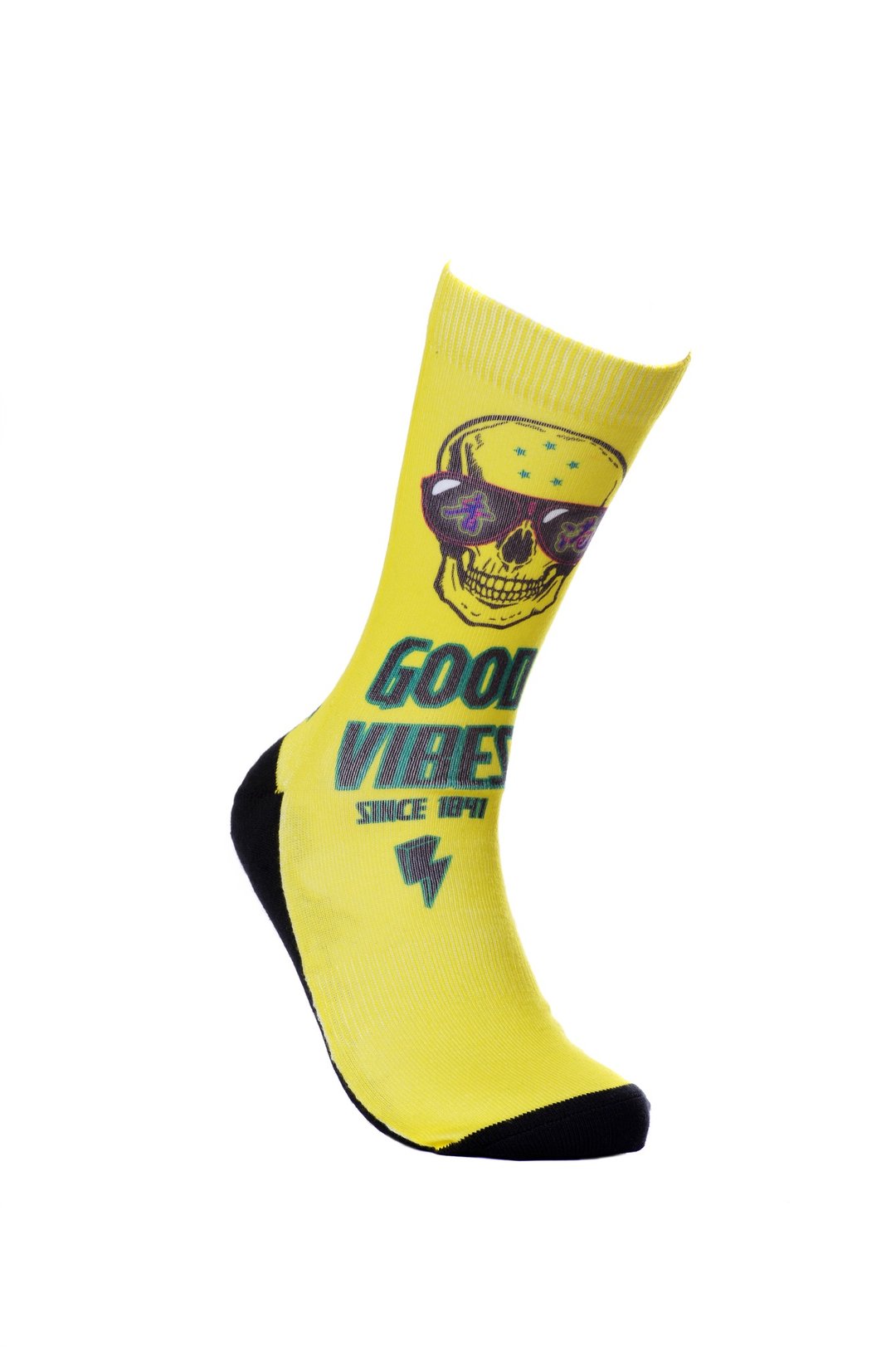 美国Fools Day印花袜子－Good Vibes - 00236 - 袜子 - 聚酯纤维 黄色
