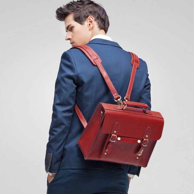 JIMMY RACING梦想实现家手提单肩斜背双肩后背包-红色 0502193 - 后背包/双肩包 - 真皮 红色