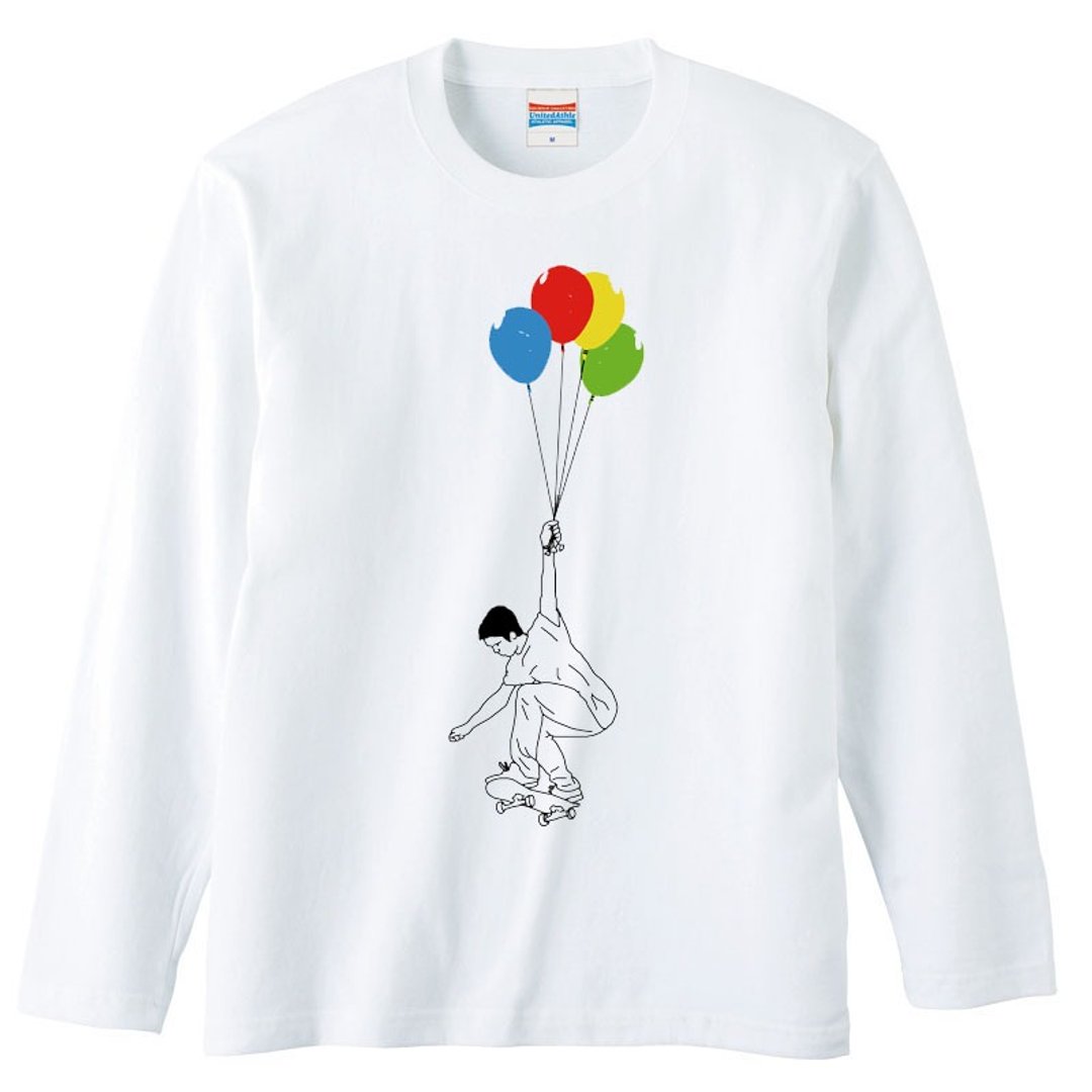 Long sleeve T-shirt / UP (black chrome) - 男装上衣/T 恤 - 棉 白色
