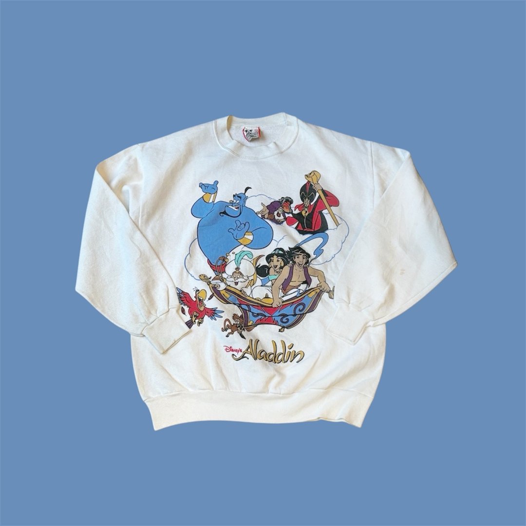 美国古着经典原版迪士尼阿拉丁sweatshirt - 中性连帽卫衣/T 恤 - 棉 多色