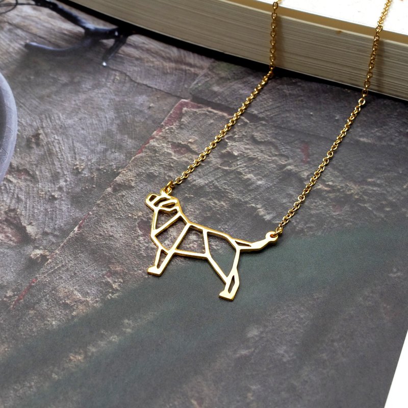 Labrador Retriever necklace Gift for Dog Lover, Origami Jewelry, Gold Plated - 项链 - 铜/黄铜 金色