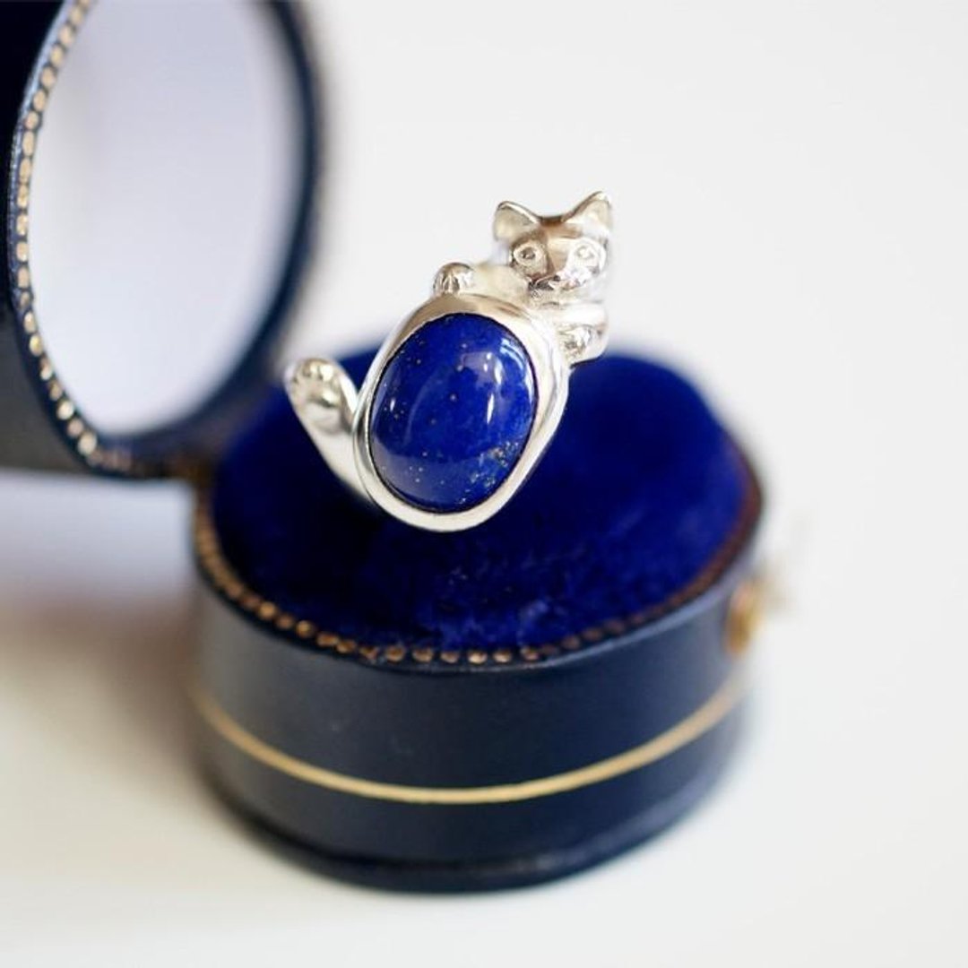 Irodori Cat Ring Lapis Lazuli - 戒指 - 其他金属 