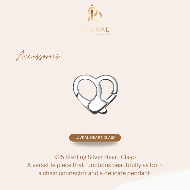 Luvpal | 心型扣 925银| 连接环 + 简约吊饰合而为一 - 手链/手环 - 纯银 