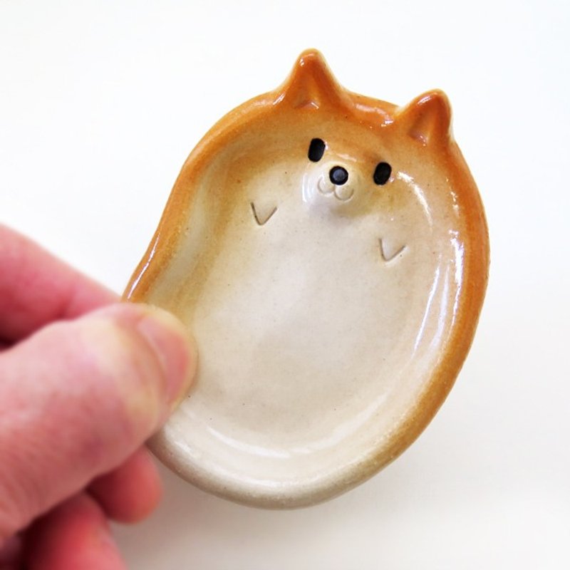 A Ceramics Shiba Inu pretty small plate! Workshop white-Shiba Inu - 花瓶/陶器 - 其他材质 黄色