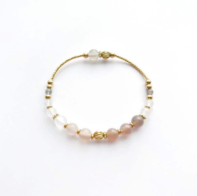 一抹皎洁白色 / 月光石 橙月光石 灰月光石 白月光石 拉长石 手链 - 手链/手环 - 半宝石 透明