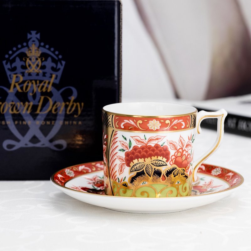Royal Crown Derby 1999伊万里金牡丹 骨瓷咖啡杯盘组 - 咖啡杯/马克杯 - 瓷 