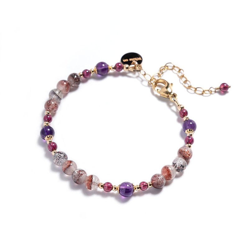 超级七石榴石14K包金水晶手链 超七 礼物 - 手链/手环 - 水晶 红色