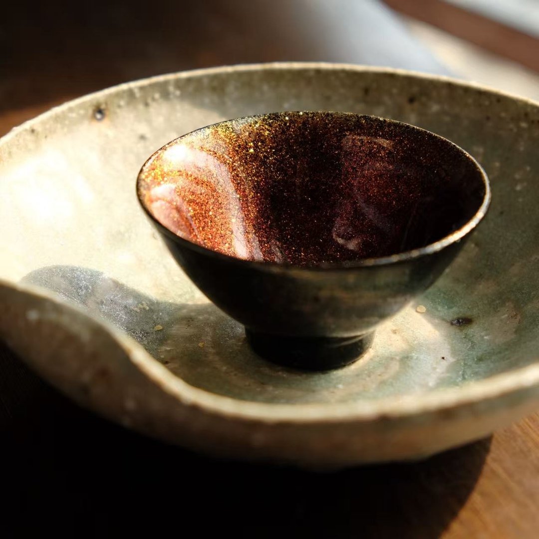 【落霞】漆器斗笠杯－茶酒两用 - 茶具/茶杯 - 其他材质 黑色